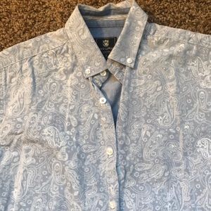 Paisley blue button down dress shirt